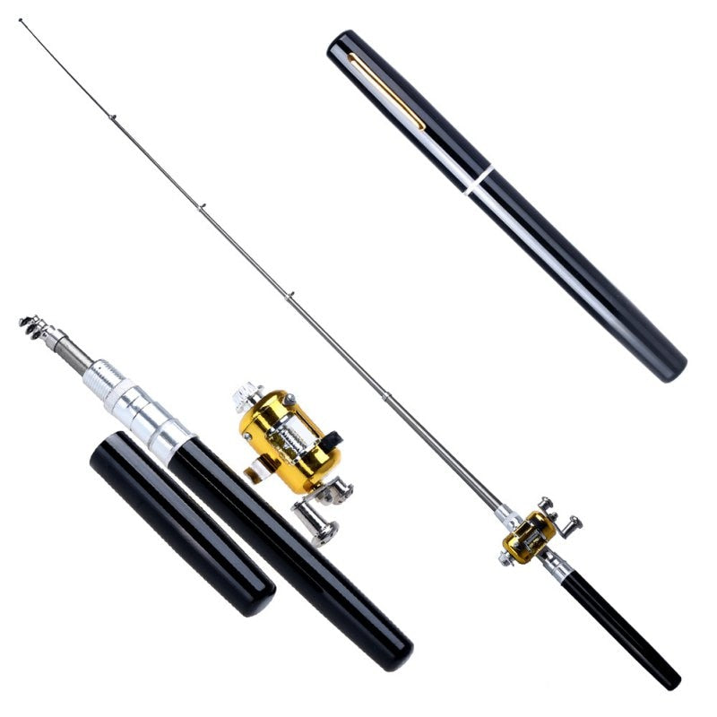 Portable Telescopic Mini Fishing Pole Set Pocket Pen Shape Folded Fishing  Rods Kit with Reel Wheel-Daerzy : : Sports, Fitness & Outdoors