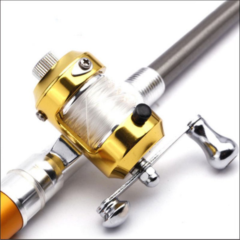 #N/A Mini Pocket Fishing Rod Pole Golden Reel 0.18mm/60m; 0.2mm/55m;  0.25mm/40m Line Capacity 2.1:1 Gear Ratio