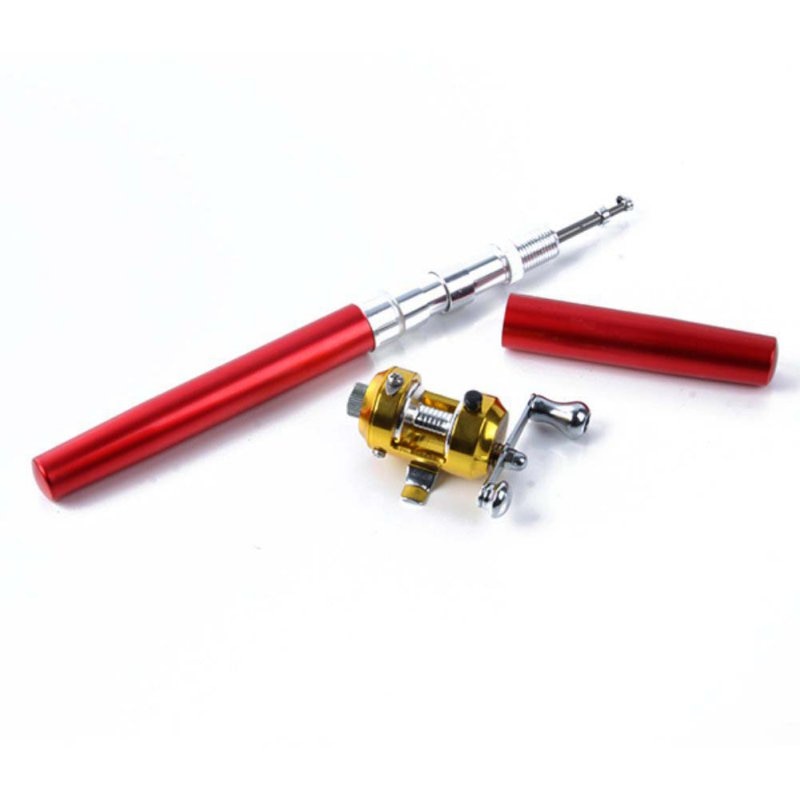 ROBOT-GXG Pen Shaped Fishing Rod Mini Portable Aluminum Alloy Telescopic  Pen Fishing Pole Pocket Fisherman Craft Gift, Black
