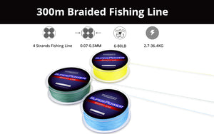 KASTKING™BRAIDED FISHING LINE 4 STRAND MULTIFILAMENT FISHING LINE FOR CARP FISHING WIRE FOR ALL FISHING